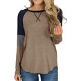 thumbnail image 1 of UKAP Autumn Boho Loose T-Shirt Pullover Long Sleeve Splice Patchwork Blouse Women Stripe Flowy Top Casual Loungewear Basic Tee Tops, 1 of 2