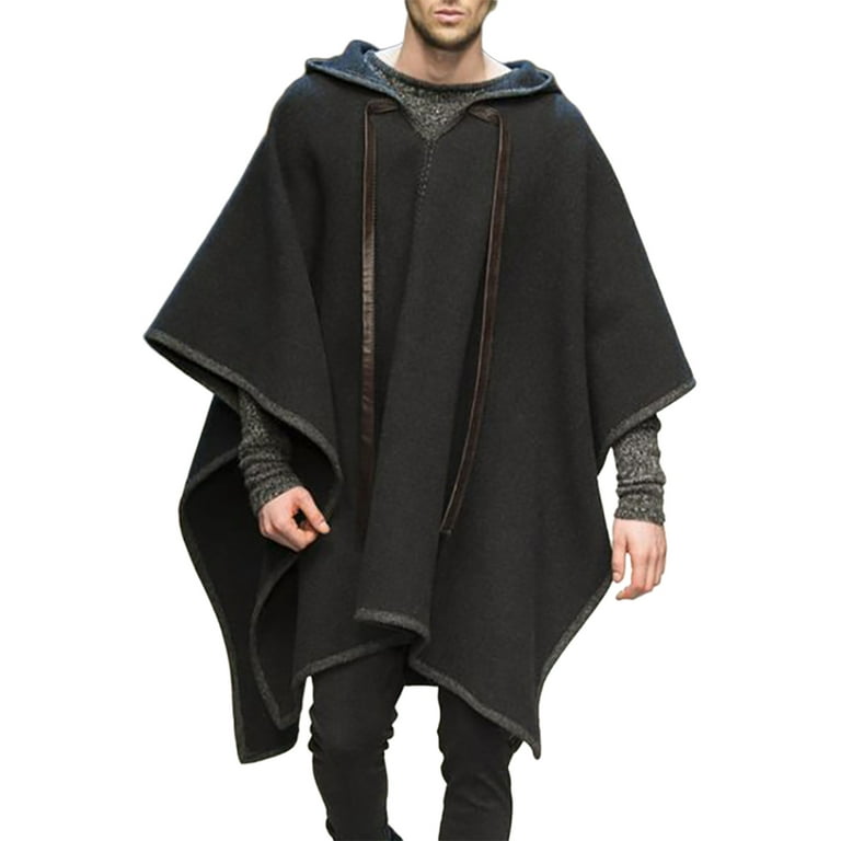 UKAP Hooded Poncho Cape Cloak for Men Color Block Poncho Cloak with Hood Print Blanket Poncho Walmart