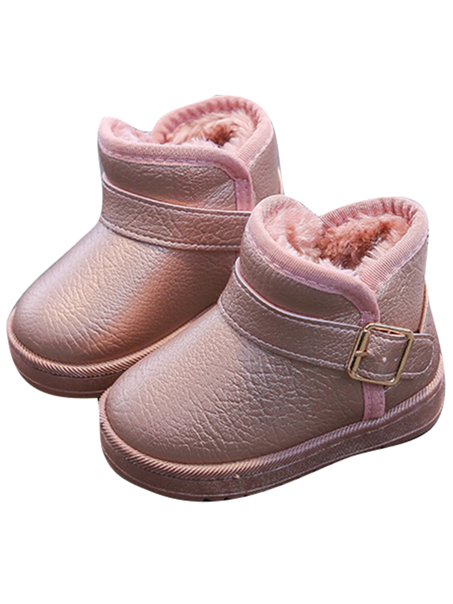UKAP Infant Snow Boots Kids Walking Comfort Flat Winter Boots Pink-1 8C