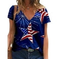 thumbnail image 1 of UKAP Ladies Baggy Patriotic T Shirt Women Comfy T-shirt Independence Day Dailywear Short Sleeve Casual Basic Top 6# L, 1 of 2