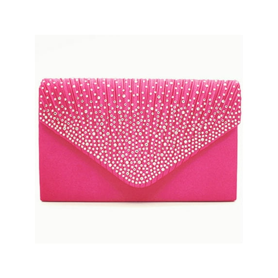 UKAP Ladies Designer Evening Bags Wedding Purse Women Formal Chain Handbag Portable Party Prom Flap Clutch Rose Red