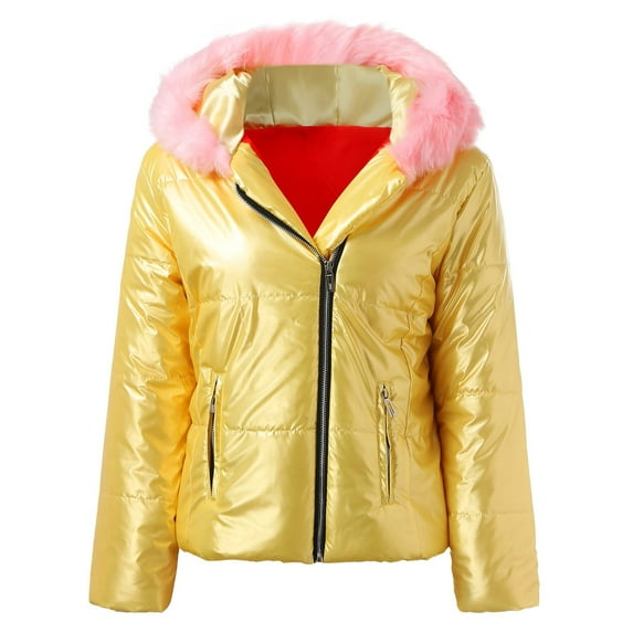 UKAP Ladies Thickened Jacket Hoodies Outwear Hooded Coat Slim Puffer Winter Warm Gold M