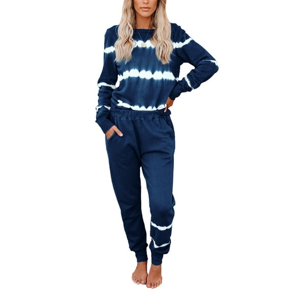 UKAP Long Sleeve Stripe Tops Casual Sweatpants Loungwear Sets for Women Mid Waist Sports Suit Workout Blouse Tracksuit Jumpsuit for Lady Activewear Outfits