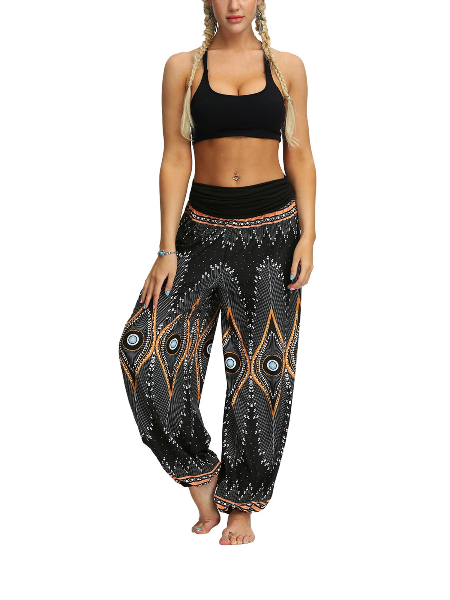 UKAP Loose Boho Yoga Pants for Women Floral Comfy High Waisted Harem