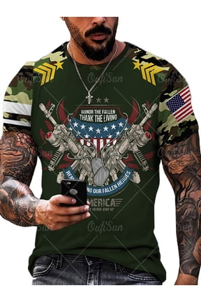 Men Casual Round Neck Tee Top Slim Fit Stylish Graphic Tees Hip Hop Streetwear Print Plus Size Tops