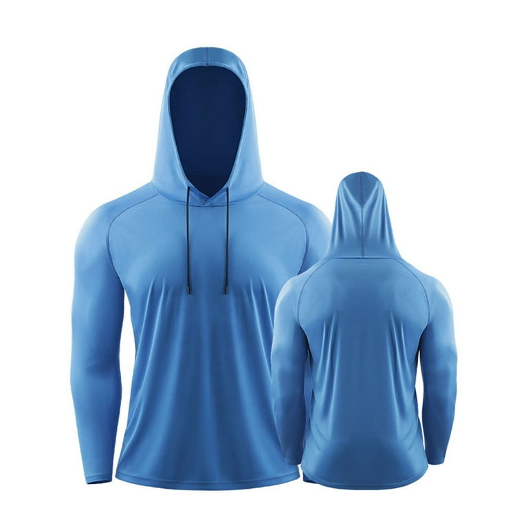 UKAP Men Hoodie Shirt Outdoor Long Sleeve T-Shirt for Running Fishing  Hiking Summer Athletic Ultraviolet-Proof Activewear 