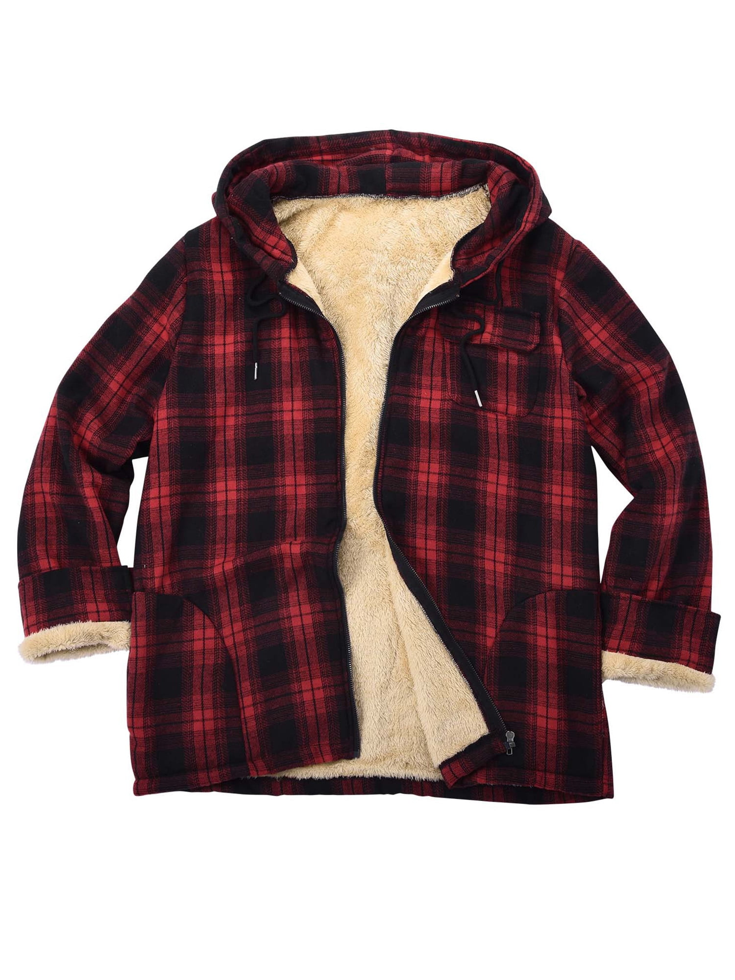 UKAP Men's Coat Sherpa Lined Jackets Hooded Hoodies Work Outwear Warm ...