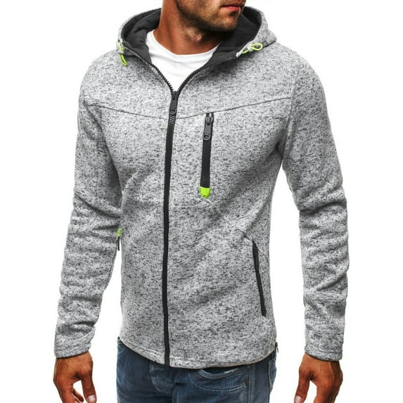 UKAP Men's Solid Color Jersey Full-Zip Hoodie Athletic-Fit Plus Size Light Weight