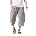 thumbnail image 1 of UKAP Mens Elastic Waist Casual Lounge Pajama Jogger Yoga Beach Pants Cotton Linen 3/4 Baggy Capri Trousers, 1 of 4