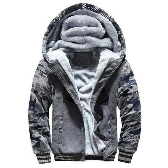 UKAP Mens Fleece Lined Jacket Winter Snow Hooded Warm Outdoor Sport Coats Color Block Fleece Sweatshirt Hoodies