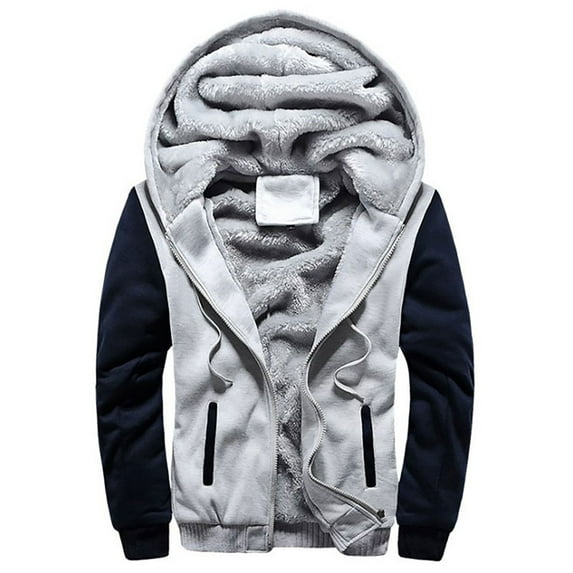 UKAP Mens Fleece Lined Jacket Winter Snow Hooded Warm Outdoor Sport Coats Color Block Fleece Sweatshirt Hoodies