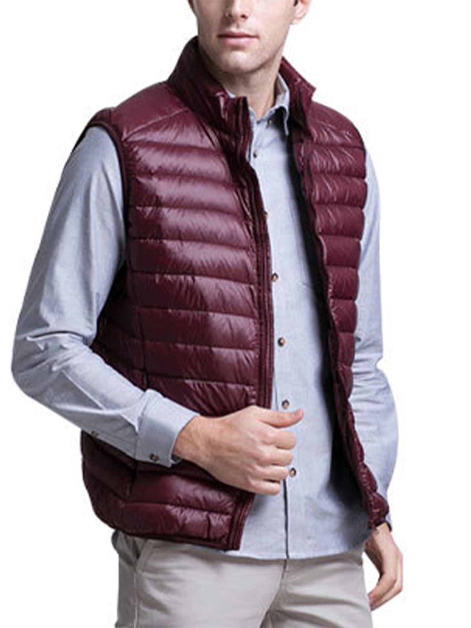 burgundy down vest