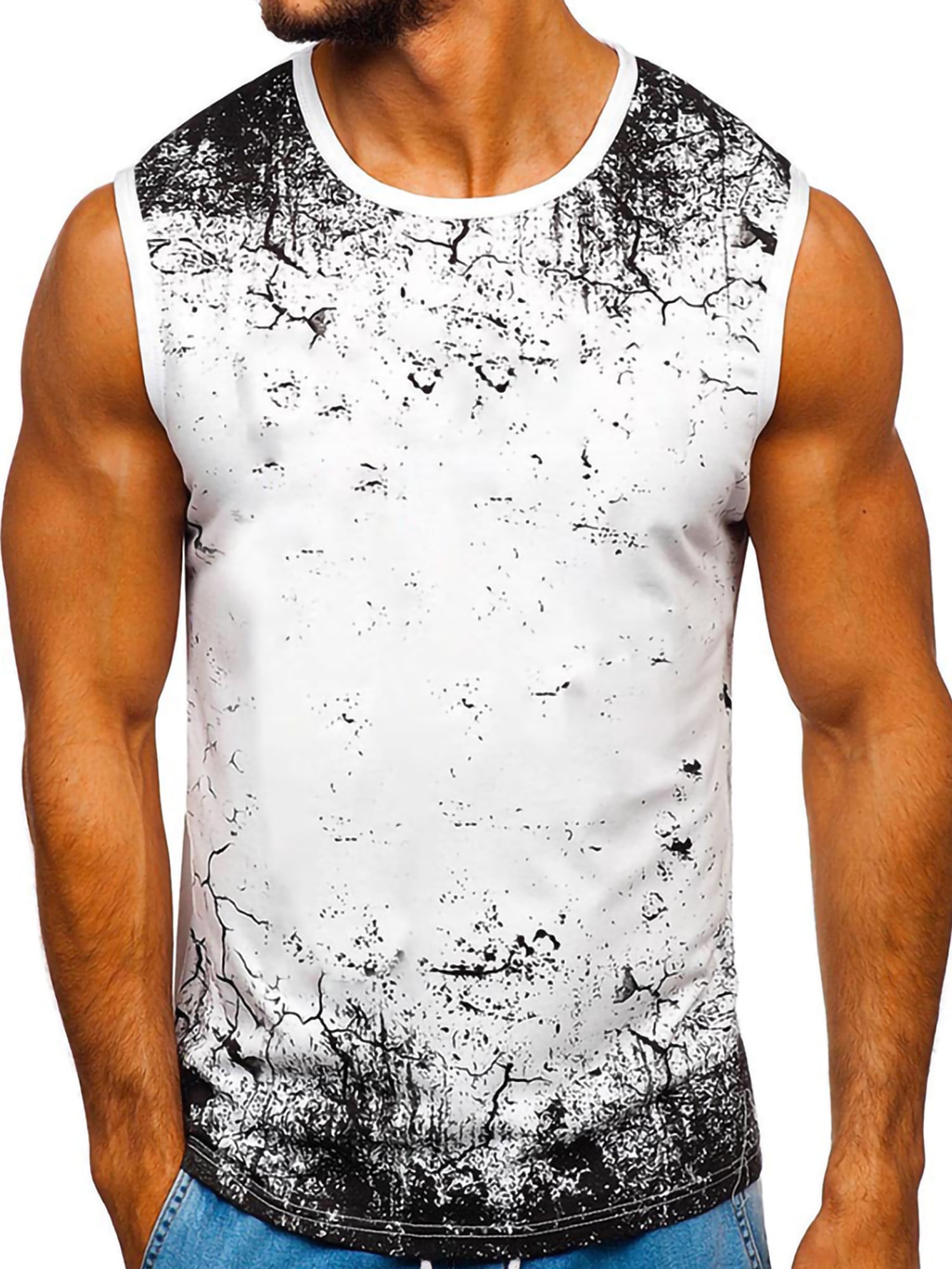 UKAP Mens Sleeveless Tank Tops Men Fashion Vest Crew Neck Running Camouflage Print Comfort T