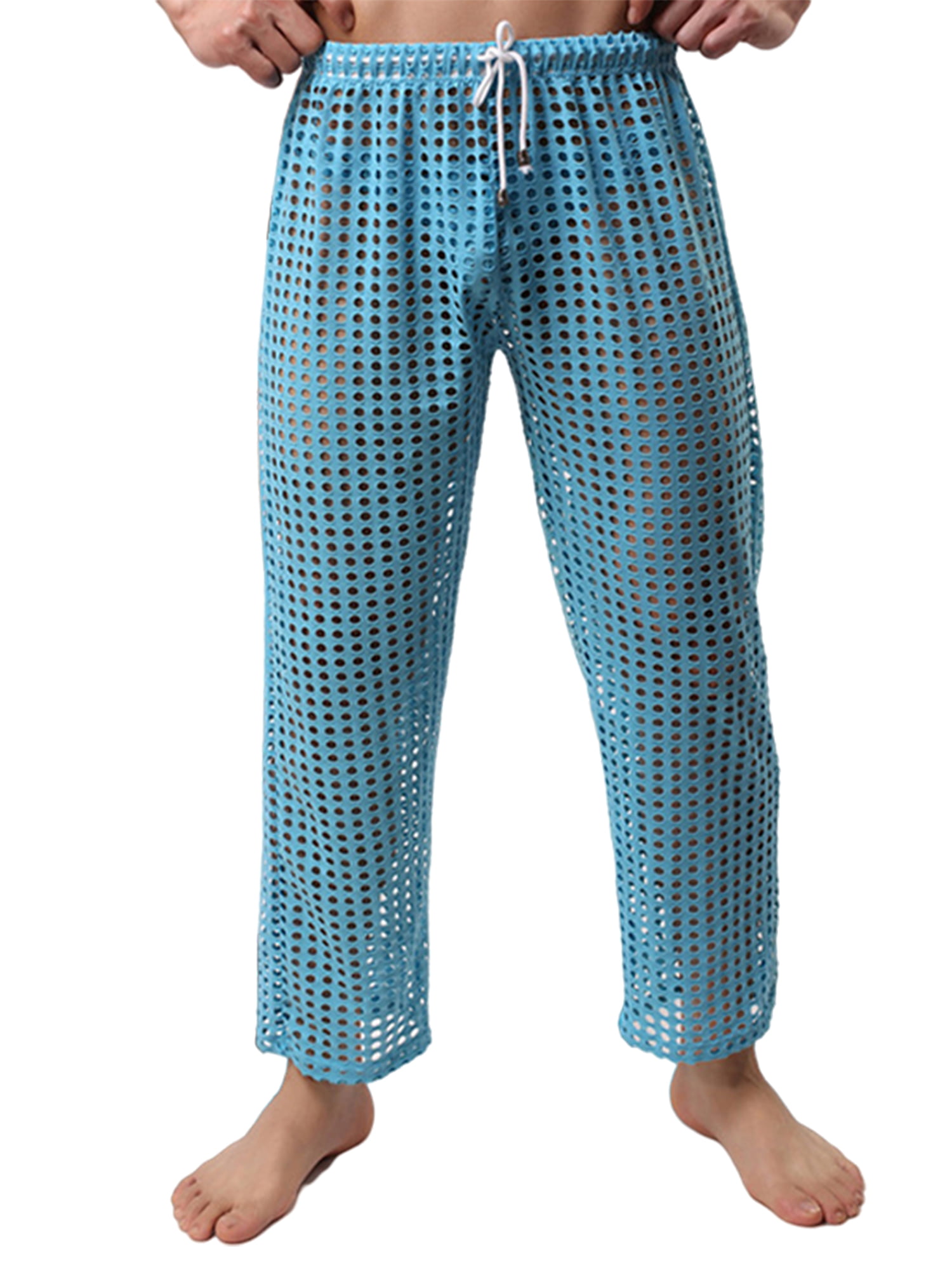 UKAP Mens Soft Comfortable Mesh Sheer See-Through Loose Lounge Casual Fit  Pants Nightwear 