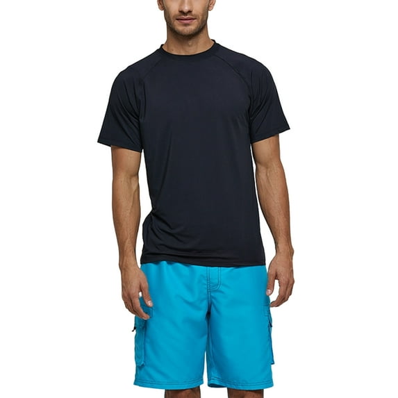 UKAP Mens Swim Shirt Board Shorts Swimsuit Quick-Dry Sun Protection Rash Guard Short Sleeve Swim Tops Swim Trunks Pants Board Shorts Boardshorts Boys Swimwear Beachwear Casual Surfing Bathing Suit