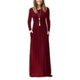 thumbnail image 1 of UKAP New Long Sleeve Dress For Women Casual Long Dress Solid Color Fall Wintre Basic Outfit Maxi Dress with Pocket Evening Party Wrap Long Dresses, 1 of 3