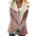 thumbnail image 1 of UKAP Parka Jacket Coats for Women Fleece Lined Buttons Overcoat Winter Puffer Long Sleeve Lapel Outerwear Jackets, 1 of 2