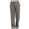 thumbnail image 1 of UKAP Plus Size Beach Pants for Men Linen Trouser with Pockets Elastic Waisted Casual Loose Long Pants, 1 of 3