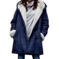 thumbnail image 1 of UKAP Plus Size Jackets for Women Winter Fuzzy Fleece Parka Horn Buckle Hooded Jackets Warm Coat with Pockets, 1 of 3