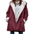 thumbnail image 1 of UKAP Plus Size Jackets for Women Winter Fuzzy Fleece Parka Horn Buckle Hooded Jackets Warm Coat with Pockets, 1 of 3