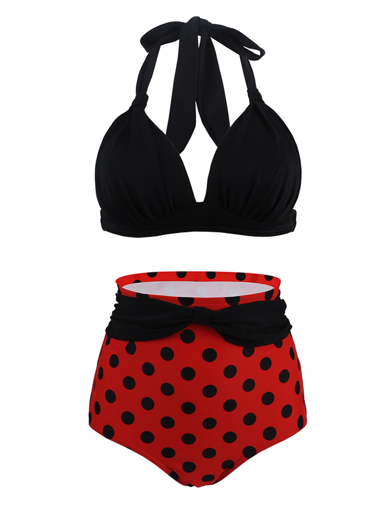 UKAP Plus Size Women Floral High Waist Bikini Set Swimsuit Swimwear