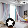 thumbnail image 1 of UKAP Purple Hollow Out Star Blackout Window Curtain Thermal Insulated Window Drapes Grommet Room Darkening Curtain Gradient Color Curtain Valance For Kids Girl Bedroom-52" Width x 106" Length, 1 of 11