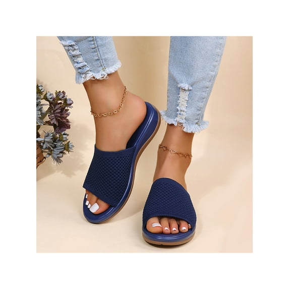 UKAP Soft Sandals Slides for Women Lightweight Beach Pool Shower Shoes Bathroom Non Slip Slippers Blue Tag39=UK 5=US 7.5