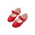 thumbnail image 1 of UKAP Toddler Girls Princess Shoes Wedding Shoes Leather Dress Shoes Mary Jane Shoes Lightweight Low Heels Nonslip Breathable Flower Decor Flats for Girls Red  6C, 1 of 8