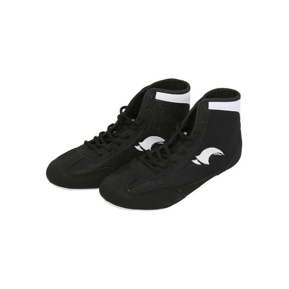 UKAP Unisex-child School Breathable Round Toe Wrestling Shoe Boys Sports Comfort Ankle Strap Boxing Shoes Anti Slip High Top Black-1 1Y