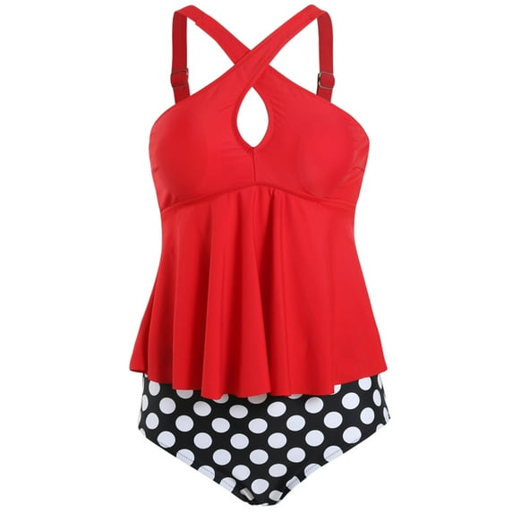 UKAP Women 2pcs Bikini Tankini Swimsuit With Swim Brief Tummy Control Swimwear Backless Beachwear High Waisted Bathing Suit