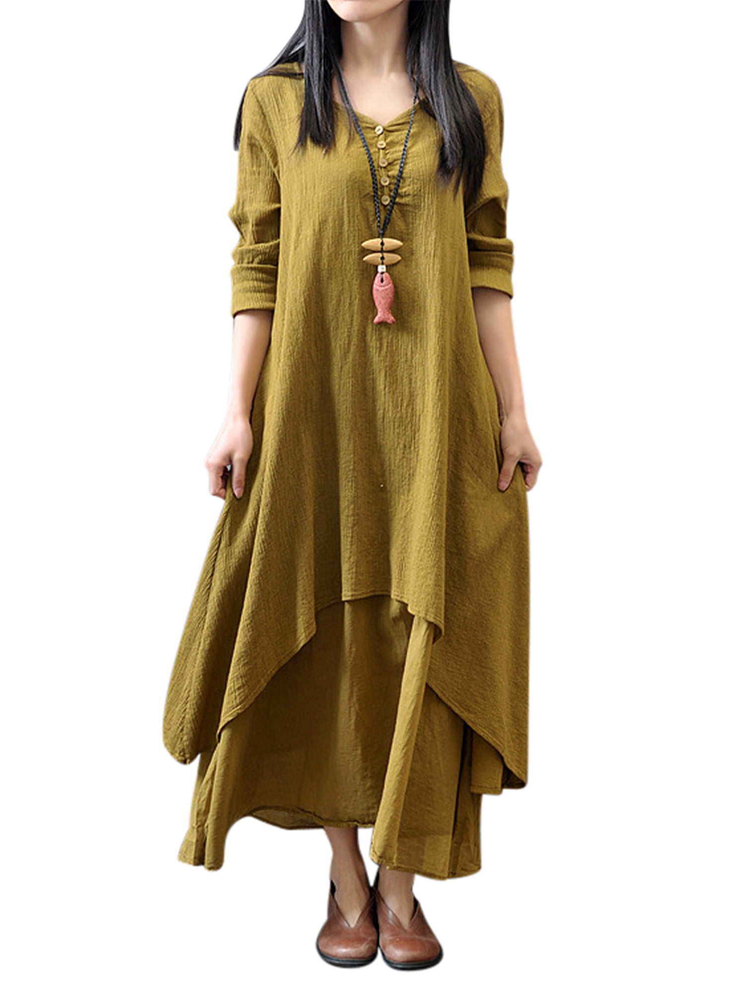 linen midi dress canada HEYSON Full Size Textured Linen V-Neck Button-Down Midi Dress – Charming  Charlie