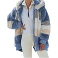 thumbnail image 1 of UKAP Women Fuzzy Fleece Coat Casual Color Block Zipper Pocketed Sherpa Jacket Cardigan Outerwear, 1 of 3