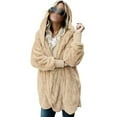 thumbnail image 1 of UKAP Open Front Plush Blanket Coat for Women Long Sleeve Plain Hooded Cardigan Oversize Plain Jacket Casual Winter Outwear with Pockets, 1 of 2