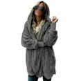 thumbnail image 1 of UKAP Women Oversize Fuzzy Jacket Blanket Sherpa Coat Open Front Hooded Cardigan Fluffy Fleece Outwear with Pockets for Lady, 1 of 2