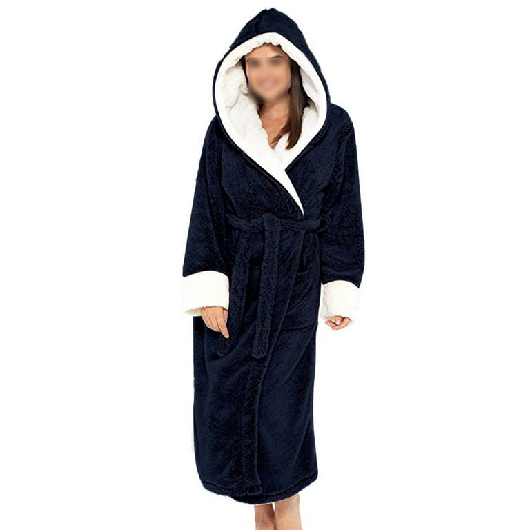 Tirrinia Super Soft Fluffy Hooded Robe Long Plush Fuzzy Bathrobe