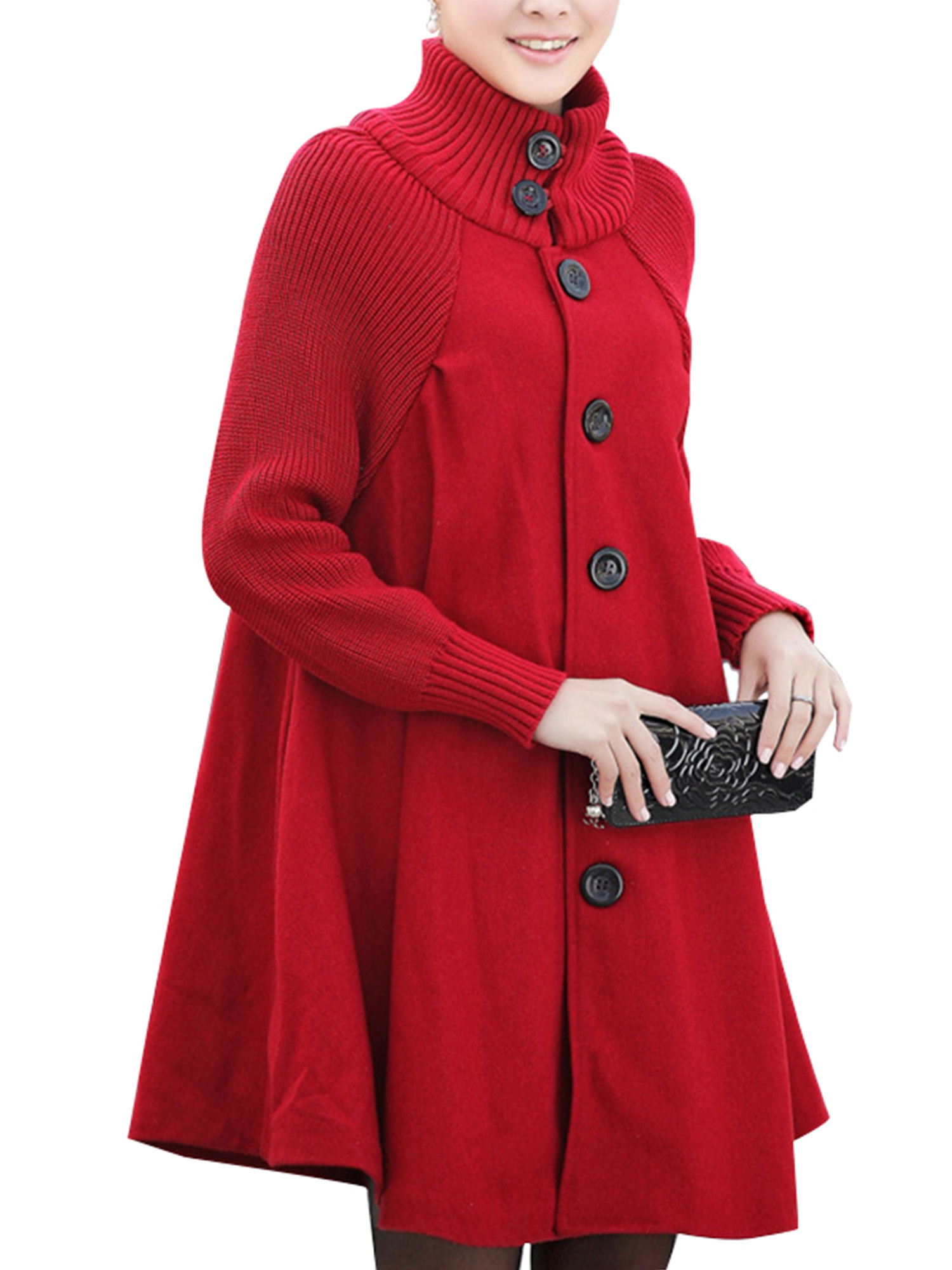 UKAP Women Solid Color Vintage Overcoat Cashmere Winter Coats