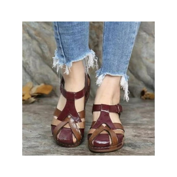 UKAP Women Summer Sandals Beach Wedge Ankle Strap Causal Comfort Round Toe Outdoor Shoes