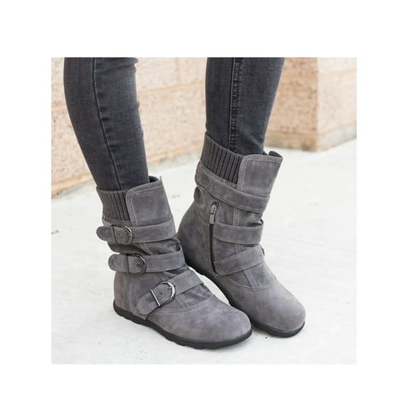 UKAP Women Winter Shoes Warm Snow Boots Ladies Casual Mid Calf Boots Flat Boots