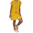 thumbnail image 1 of UKAP Women's Plus Size Tunic T-Shirt Dress Summer Cotton Linen T Shirt Knee-Length V Neck Long Sleeve Midi Sundress, 1 of 5