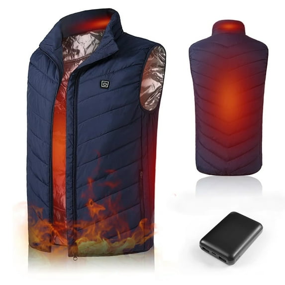 UKAP Womens Mens Heated Vest with Battery Pack,Unisex Women Electric USB Charging Heating Jacket Coat Winter Warm Waistcoat with Pocket Thermal Outdoor Sleeveless Vest for Hiking Climbing,Blue