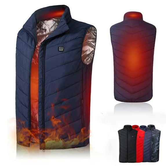 UKAP Womens Mens Heated Vest Unisex Women Electric USB Charging Heating Jacket Coat Winter Warm Waistcoat with Pocket Thermal Outdoor Sleeveless Vest for Hiking Climbing,Blue