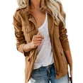 thumbnail image 1 of UKAP Womens Military Jacket Zip Up Snap Buttons Lightweight Utility Anorak Field Safari Coat Outwear Brown 4XL, 1 of 2