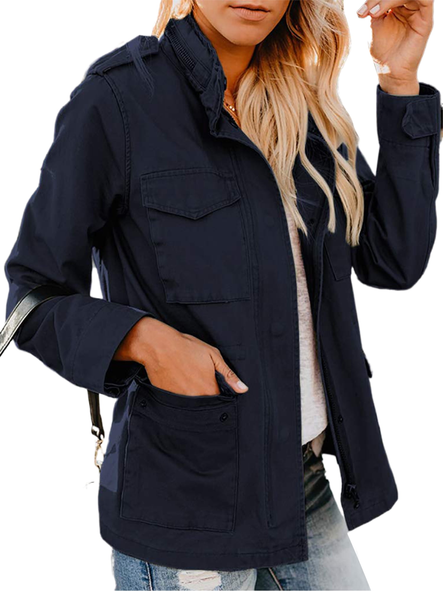 Soulomelody Womens Military Anorak Jackets Safari Utility Zip Up  Lightweight Hoodies Casual Spring Fall Jacket with Pockets : :  Clothing