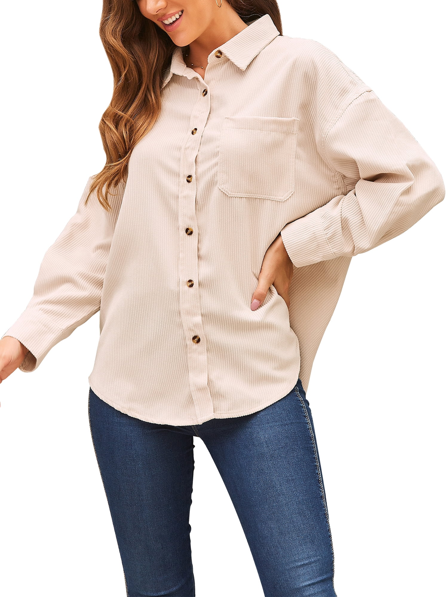 UKAP Womens Shirt Jackets Boyfriend Corduroy Shirts Loose Casual