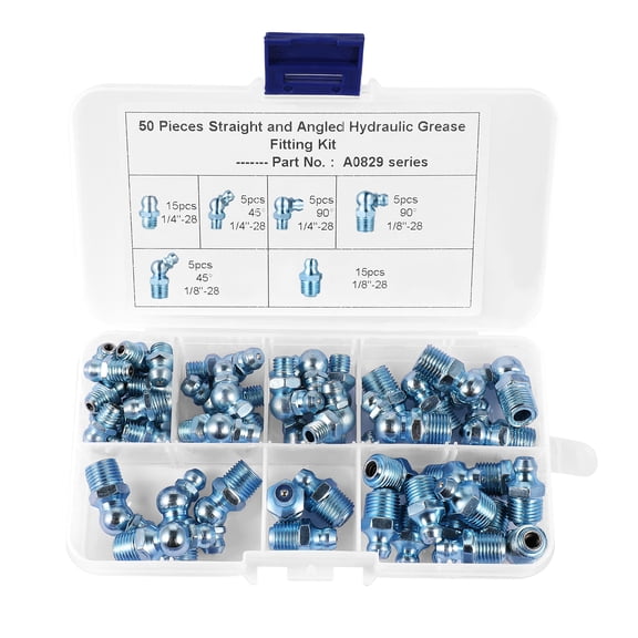 SILENRADAWN 50-Piece Assorted Galvanized Steel Grease Fittings for Automotive Cars and Vehicles Maintenance