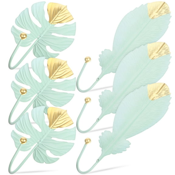 UKCOCO 6 Pcs Decorative Iron Wall Hooks Leaf Shape for Hanging Towels in Bathroom