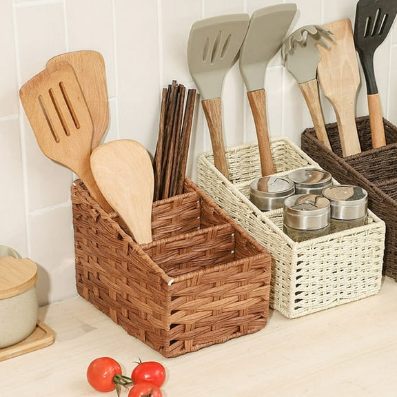 UKCOCO Plastic Desktop Storage Organizer with Iron Frame in Beige for Home