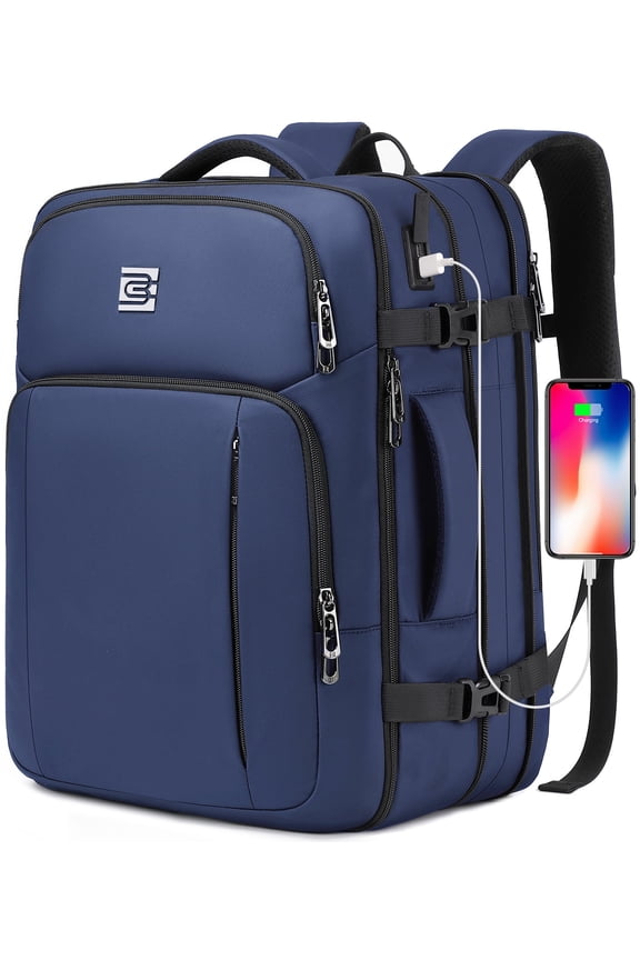 Travel Backpack for Adults with USB Charging Port 36L Expandable Carry on Backpack Water-resistant Business Travel Backpack for Men