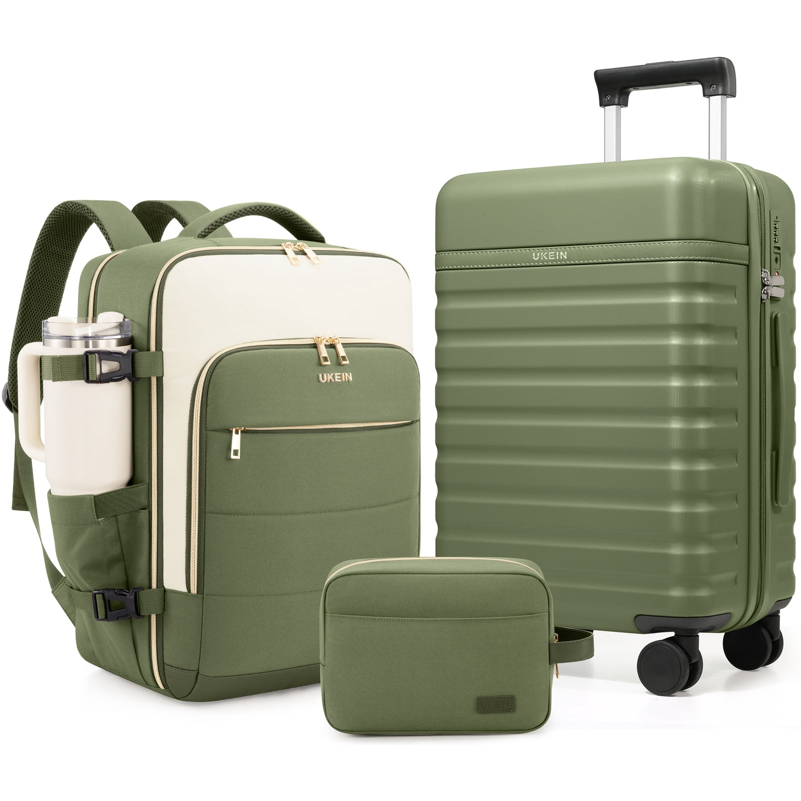 UKEIN Carry On Luggage for Airplane, 100% PC Carry On Luggage Set with ...