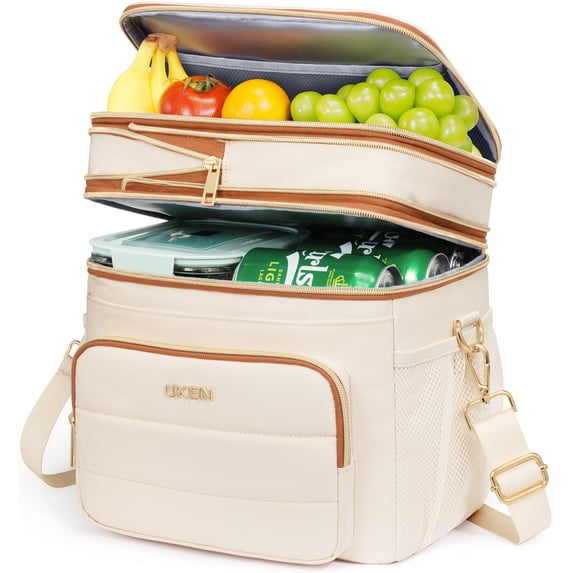 UKEIN 20L Expandable Insulated Lunch Bag for Women Men, Double Deck Leakproof Cooler Lunch Box, 5-Layer Thermal Lunch Tote for Camping